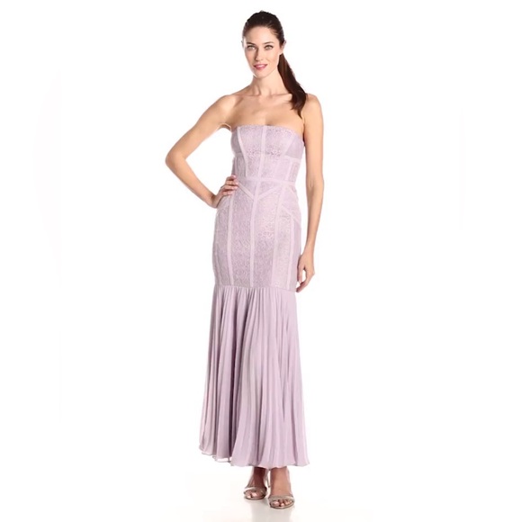 JS Collection Women's Multi-Lace Strapless Seamed Gown with Pleated Skirt - Picture 1 of 11